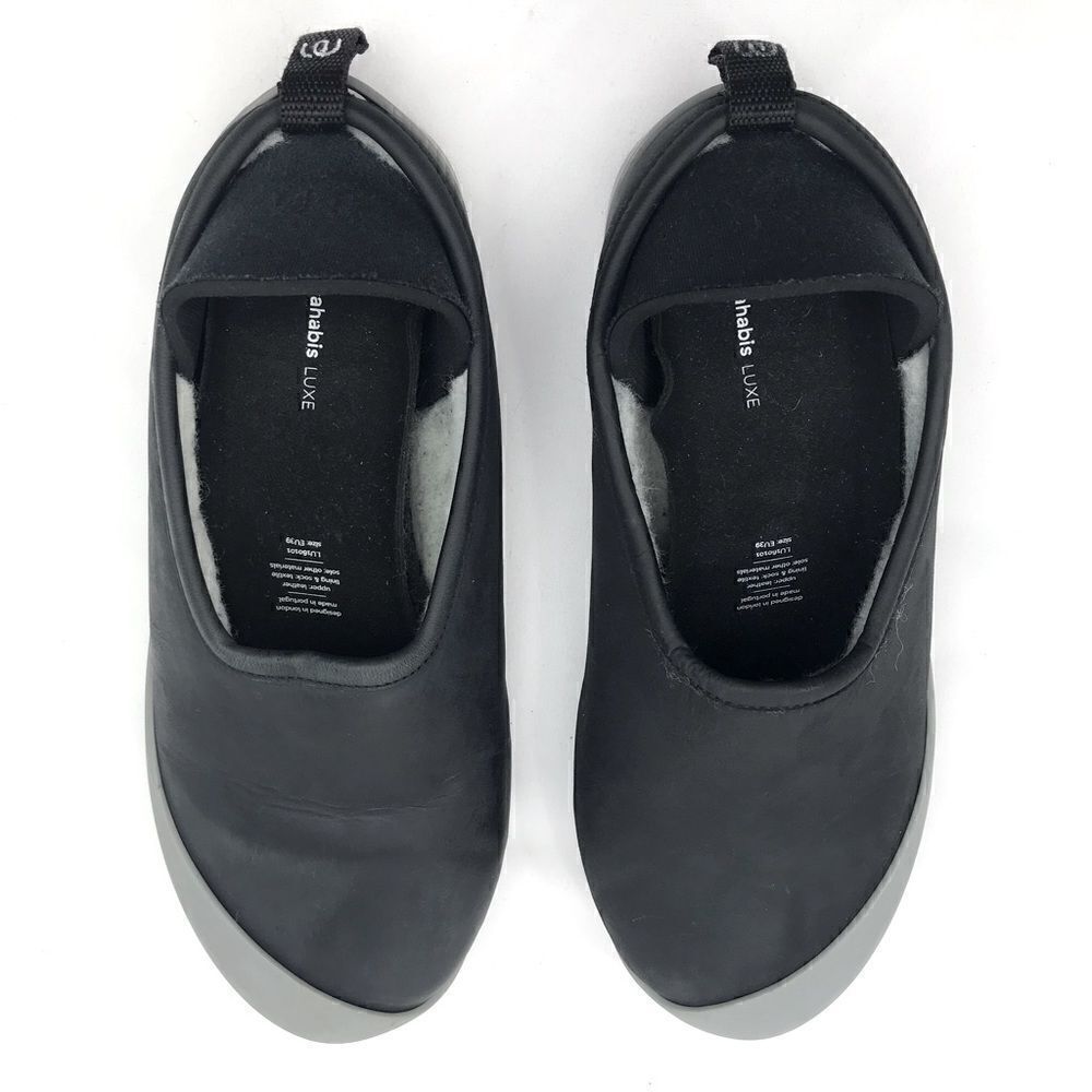 Mahabis LUXE Black Leather Wool Interior Convertible Shoes